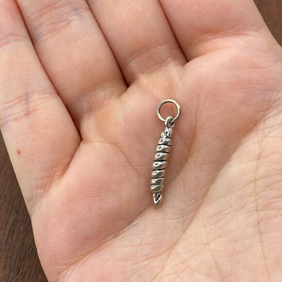 Vintage 925 Sterling Silver Embroidery Bullion Stitch Pendant Bracelet Charm - Picture 1 of 4